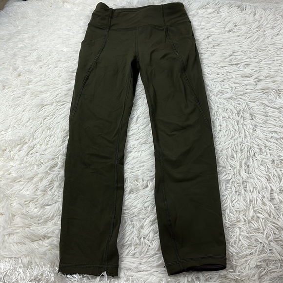 Lululemon Time To Sweat Crop 23" Dark Olive - Picture 1 of 9